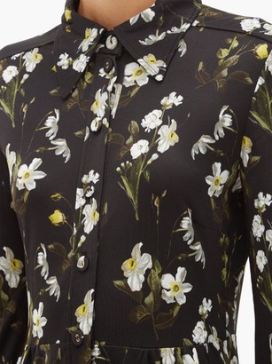 Erdem Tullio Daffodil-print Jersey Shirt Dress - Black Print