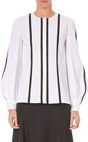 Carolina Herrera Vertical-Stripe Button-Front Wool Shirt
