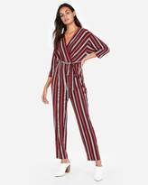 Thumbnail for your product : Express Striped Sash Tie Waist Surplice Jumpsuit