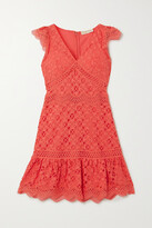 Thumbnail for your product : MICHAEL Michael Kors Ruffled Crocheted Lace Mini Dress - Orange