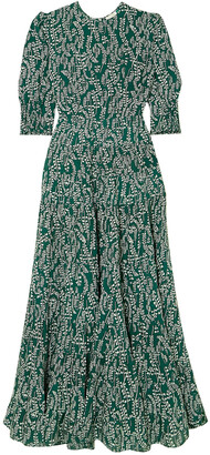 Rixo Kristen Tiered Floral-print Cotton And Silk-blend Midi Dress