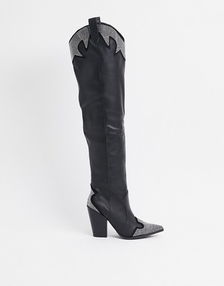 luxella hotfix embellishment over the knee boots