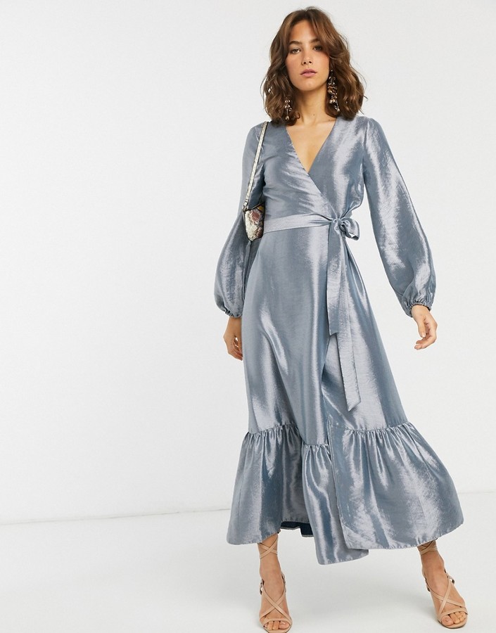 asos design wrap midi dress