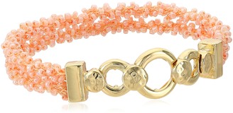 Nine West Womens Gold-Tone and Coral Stretch Bracelet Size 0