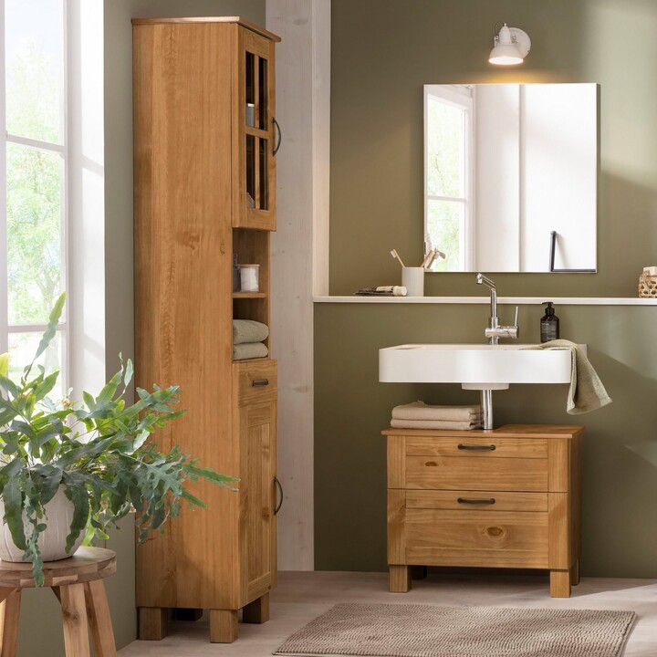 Dunelm Harlow Tall Bathroom Unit, Oak Effect Natural ShopStyle Sinks