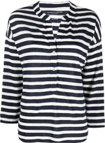 Thumbnail for your product : Majestic Linen Striped Long Sleeve Polo T-shirt