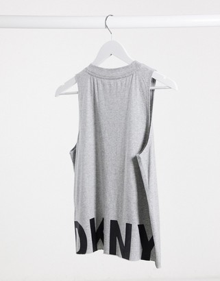 DKNY sport drop arm vest with logo in grey