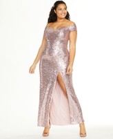 Thumbnail for your product : B. Darlin Trendy Plus Size Off-The-Shoulder Sequined Gown, Created for Macy's