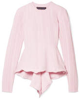 Proenza Schouler - Ribbed Stretch-knit Peplum Sweater - Baby pink