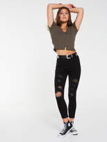 Thumbnail for your product : Dotti Button Front Rib Knit Top
