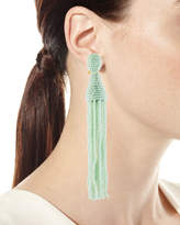 Thumbnail for your product : Oscar de la Renta Long Seed-Bead Tassel Clip-On Earrings