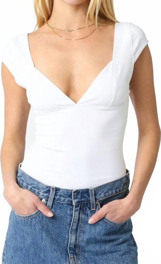 Olivaceous Mollie Y2K Slim Fit Stretch Cotton Top In White