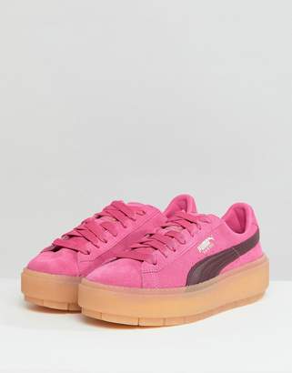 Puma Trace Platform Trainers In Pink And Black