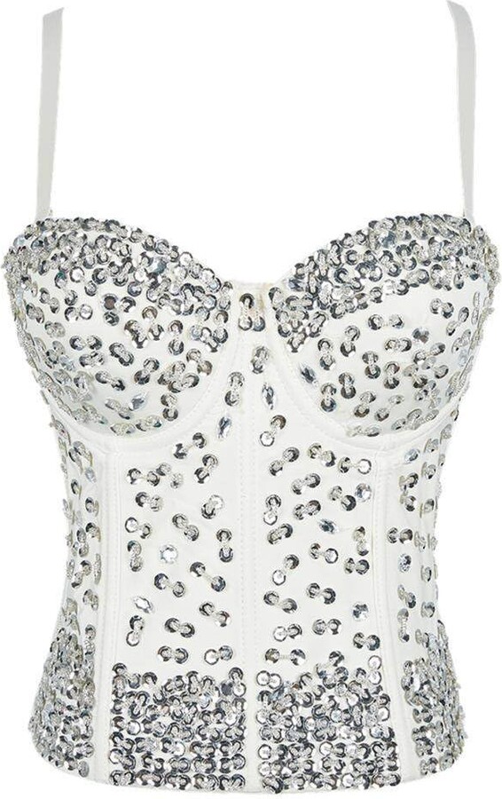 FDJIAJU Women'S Bustiers Corsets Women Sexy Rhinestone Classic Push