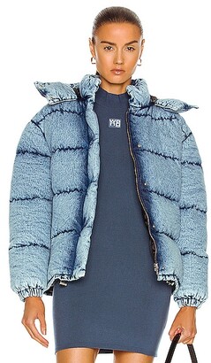 Miu Miu Denim Puffer Jacket in Blue