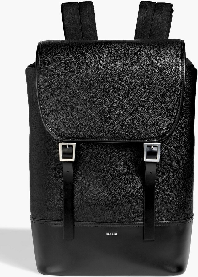 Smooth and pebbled-leather backpack