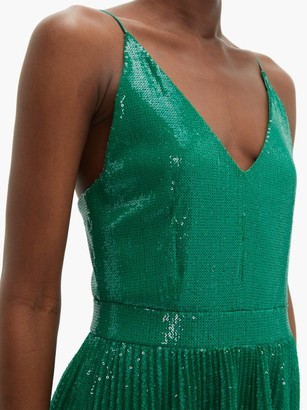 MSGM Pleated Sequinned Dress - Green