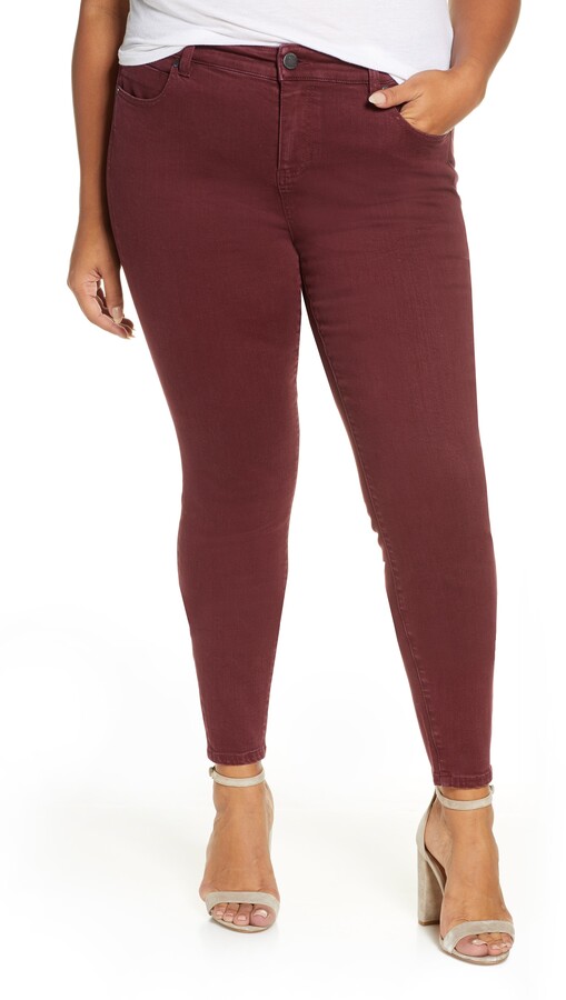 burgundy skinny jeans womens
