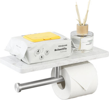 Kes Toilet Paper Holder With Marble Shelf, Double Roll Tissue Holder With Phone Shelf For Bathroom SUS304 Stainless Steel Rustproof Rolls Storage Mode