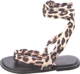 Ganni Animal Print Slingback Flats