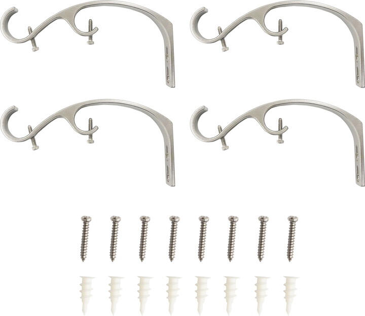 Bed Bath & Beyond Lumi 1 in. & 3/4 in. Dia. Double Curtain Rod Bracket (4-Pack) Brushed Nickel