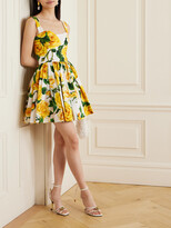 Thumbnail for your product : Dolce & Gabbana Pleated Floral-print Cotton-poplin Mini Dress - Yellow