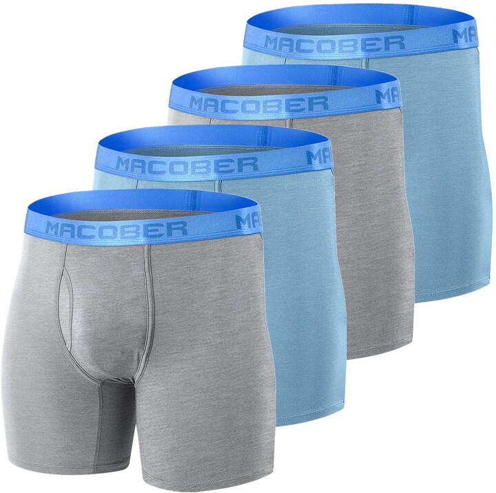 Macober Men's Bamboo Boxer Briefs Big and Tall Breathable No Ride up
