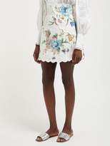 Thumbnail for your product : Zimmermann Ninety Six Floral Printed Linen Skirt - Womens - White Print