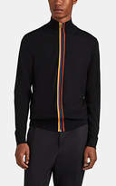 Thumbnail for your product : Paul Smith Men's Stripe-Trimmed Wool Zip-Front Sweater - Black