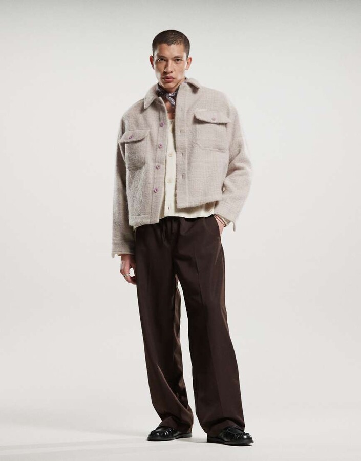 ASOS DESIGN pull on smart wide leg pants in brown