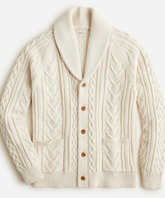 J.Crew Cotton cable-knit shawl-collar cardigan sweater - ShopStyle