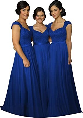 Lecureler Lace Bodice Prom Bridesmaid Dress Royal Blue Size 20 ...