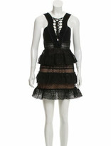 Thumbnail for your product : Self-Portrait Lace-Up Tiered Dress Black