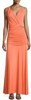 Thumbnail for your product : Halston V-Neck Ruched Jersey Gown, Tangerine