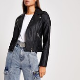 Cropped patent leather jacket