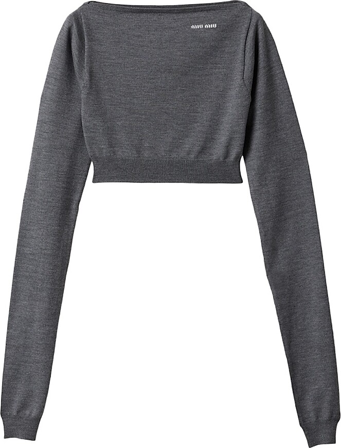 Miu Miu Women's Wool Boatneck Sweater - Grey - Size 2