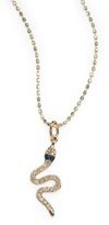 Thumbnail for your product : Sydney Evan Diamond, Sapphire & 14K Yellow Gold Mini Snake Necklace