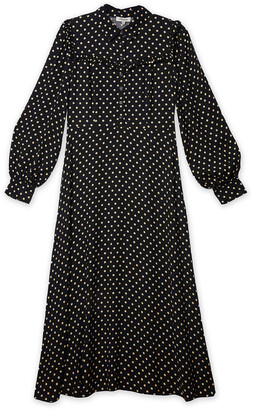 Marks and Spencer Polka Dot Frill Detail Midi Waisted Dress