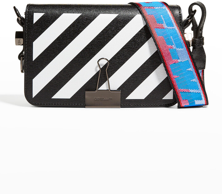 Off-White Sculpture Saffiano Leather Flap Crossbody Bag with
