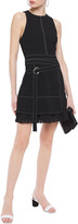 Thumbnail for your product : Cinq à Sept Carver Belted Pleated Georgette-paneled Crepe Mini Dress