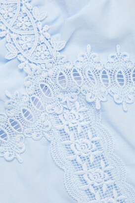 Charo Ruiz Ibiza Crocheted Lace-trimmed Shirred Cotton-blend Voile Mini Dress