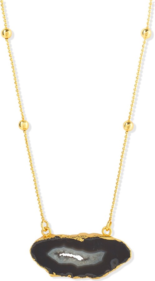 Yaa Yaa London Gold Vermeil Black Crystal 'My First Love' Gemstone Necklace