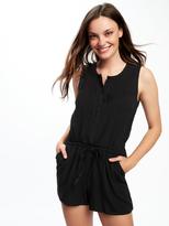 Thumbnail for your product : Old Navy Sleeveless Pintuck Romper for Women