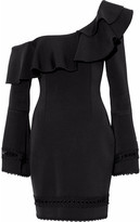 Thumbnail for your product : Nicholas One-shoulder Eyelet-trimmed Ruffled Cady Mini Dress