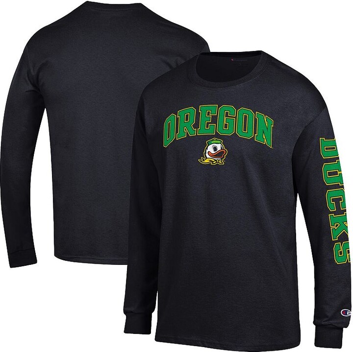 Men's Champion Black Oregon Ducks Arch Over Logo 2-Hit Long Sleeve T-Shirt