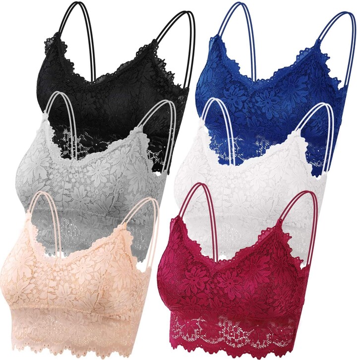 PAXCOO 6 Pieces Lace Bralette for Women - ShopStyle Bras