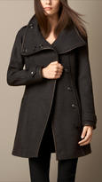 Thumbnail for your product : Burberry Leather Trim Wool Blend Wrap Coat