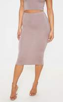 Thumbnail for your product : PrettyLittleThing Basic Taupe Long Line Midi Skirt