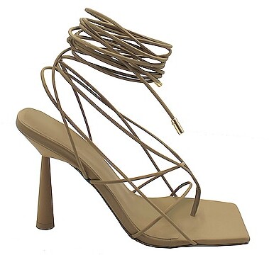 Gia Borghini x RHW Tall Lace Up Sandal in Beige - ShopStyle