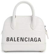 Thumbnail for your product : Balenciaga Extra Extra Small Ville Logo Croc-Embossed Leather Crossbody Satchel